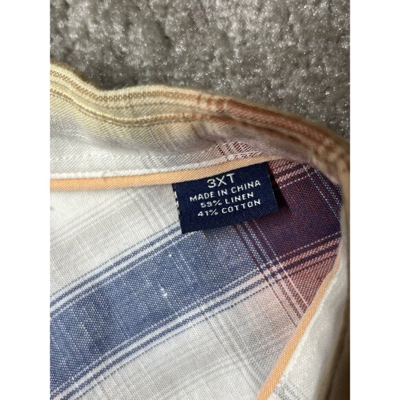 Tommy Bahama 3XT Plaid Mens Long-Sleeve Shirt Linen Cotton Blend lightweight - Picture 4 of 11